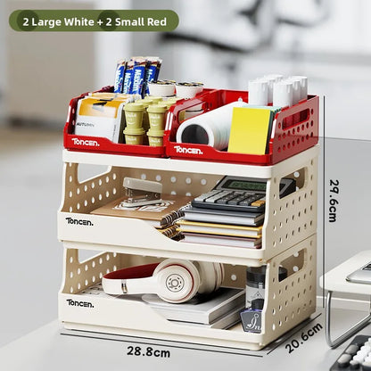 Desktop Organizer Rack Office Desk File Storage Basket Miscellaneous Snacks Storage Box Stationery Arrangement Plastic Material