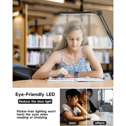 Rocker Arm LED Desk Lamp with 3 Lighting Modes